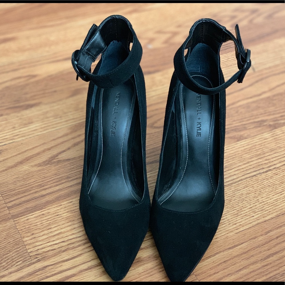 Kendall + Kylie Gloria Black Suede Heels